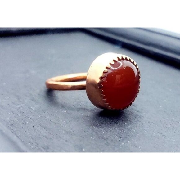 Red onyx copper crystal ring handmade - Picture 10 of 11